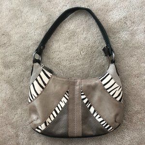 Fossil Genuine Leather Zebra Print Purse Shoulder Bag